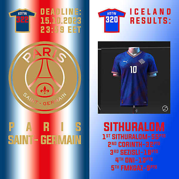 KOTW 322 - ENTRY PHASE - PARIS SAINT - GERMAIN  /  KOTW 320 - RESULTS PHASE - ICELAND