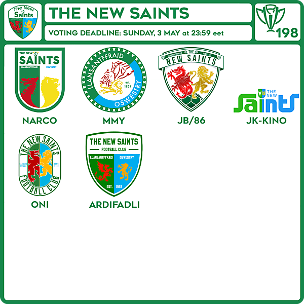 CRCW 198 VOTING - THE NEW SAINTS