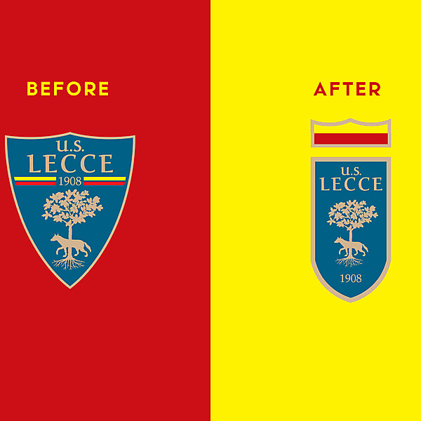 LECCE REBRAND BEFORE AND AFTER